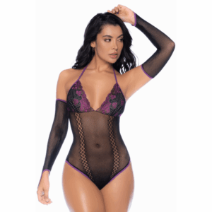 Body noir et violet et mitaines amovibles