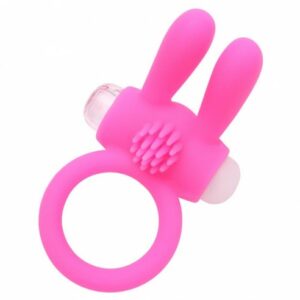 Anneau vibrant silicone rose ou bleu avec oreilles de lapin