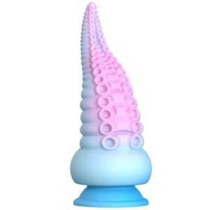 Gode ventouse tentacule Kraken 18 cm rose et bleu