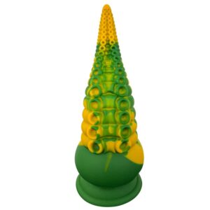 Gode ventouse tentacule Kraken 21 cm vert et jaune
