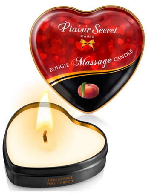 Mini bougie de massage pêche de vigne boîte coeur 35ml