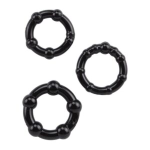 Pack 3 cockring noir avec billes