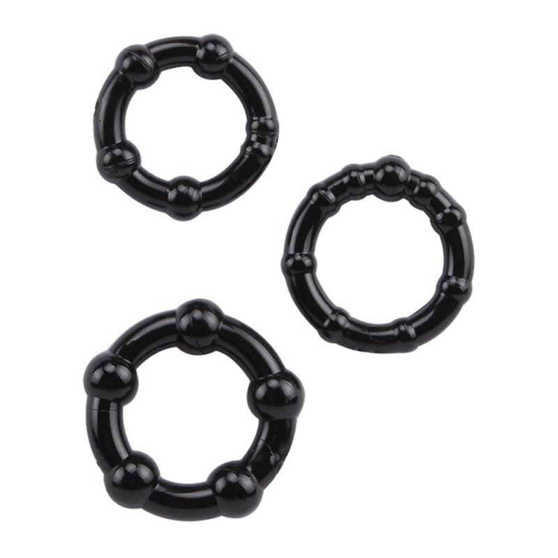 Pack 3 cockring noir avec billes