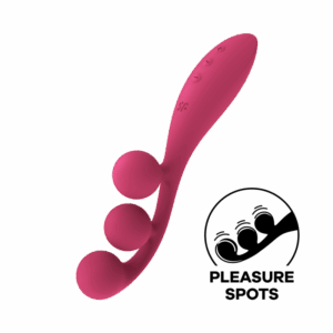 Vibromasseur triple stimulation flexible, anal, vaginale, clitoridienne Tri Ball rouge USB Satisfyer